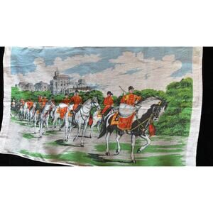 Vintage Ulster Irish Linen Tea Towel  Cavalry Windsor Castle 16x28 Equestrian